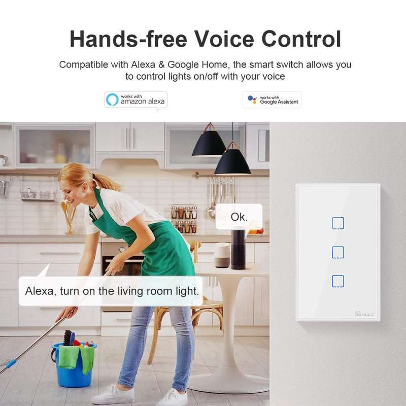 SONOFF TX T3 WiFi Smart Light Switch - Black (Requires Neutral Wire) 1 Gang