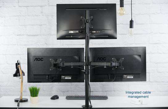 Triple Monitor Desktop Vesa Mount/Bracket - Provide 360° Rotation- 180° Swivel- and 45° Tilt