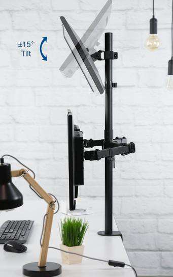 Triple Monitor Desktop Vesa Mount/Bracket - Provide 360° Rotation- 180° Swivel- and 45° Tilt