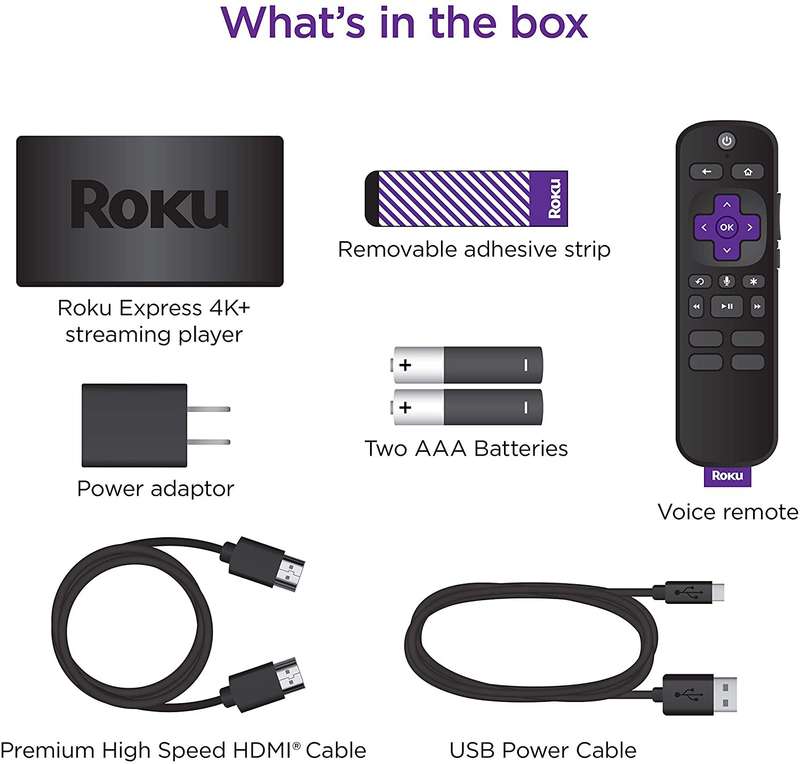 Roku Express 4K+ (2021) Streaming Media Player HD/4K/HDR