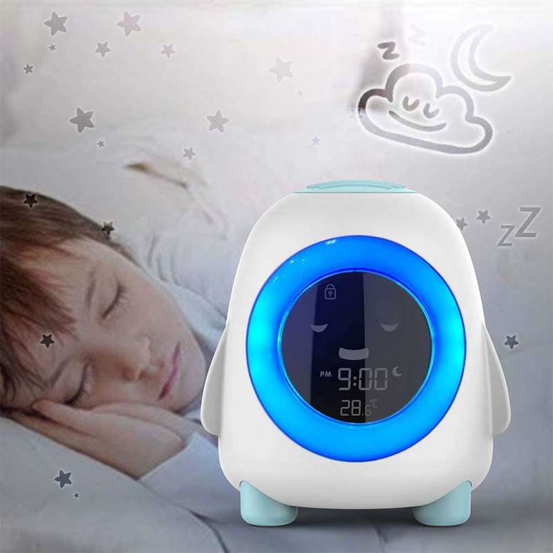 Child Sleep Training Digital Alarm Clock with 5 Color Night Light Frog