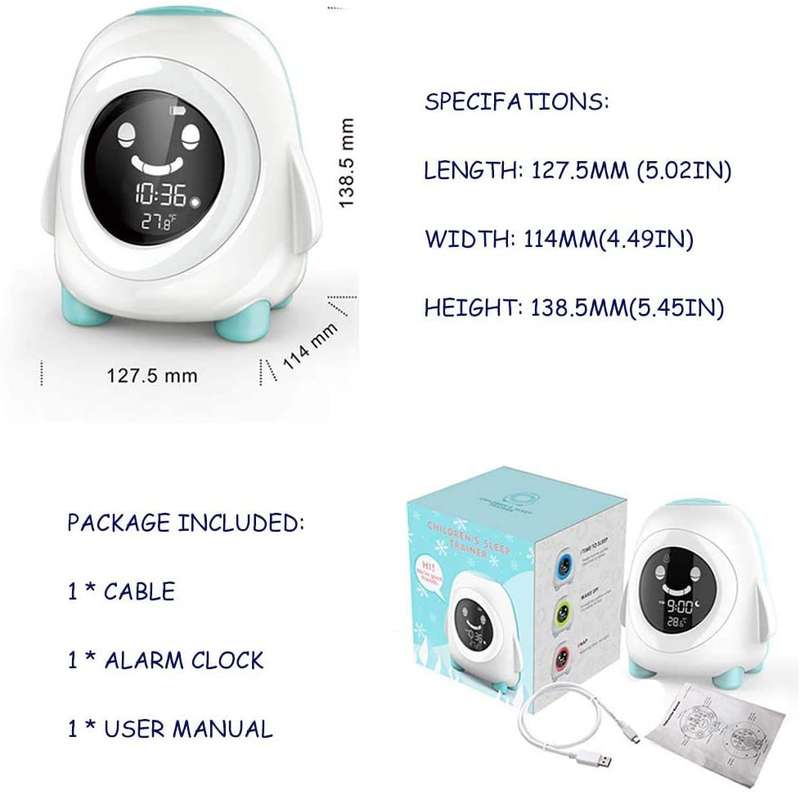 Child Sleep Training Digital Alarm Clock with 5 Color Night Light Frog