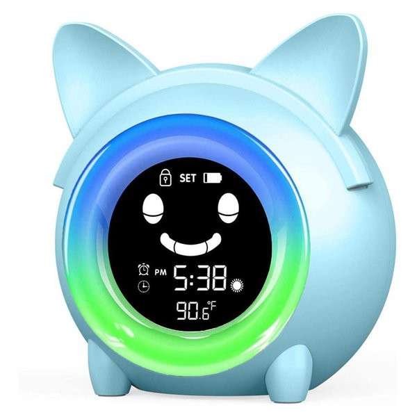 Child Sleep Training Digital Alarm Clock with 5 Color Night Light Frog