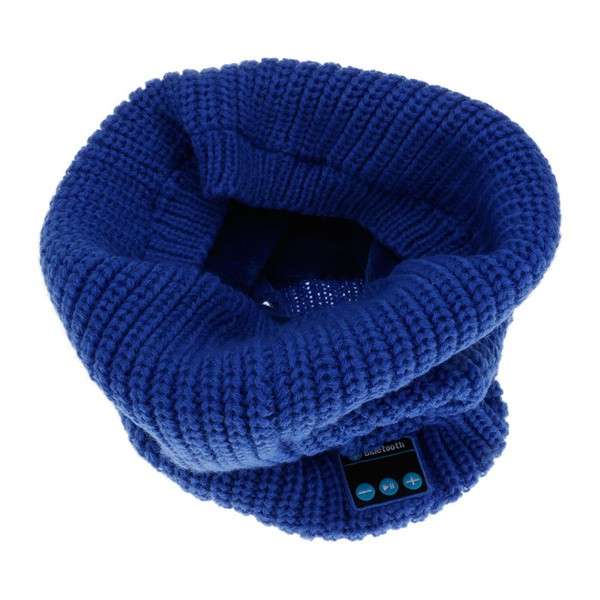 Warm Knitted Style Buff Scarf with Built-in Wireless Bluetooth Headphones Royal Blue