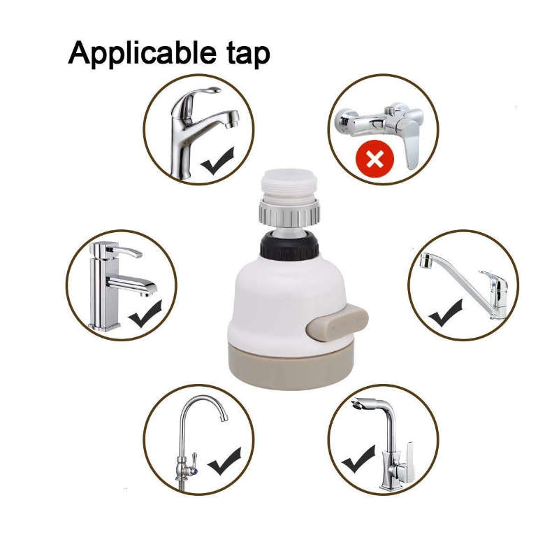 Universal 360-Degree Water Saving Tap Splash-Proof Head - 3 Modes Soft Tube
