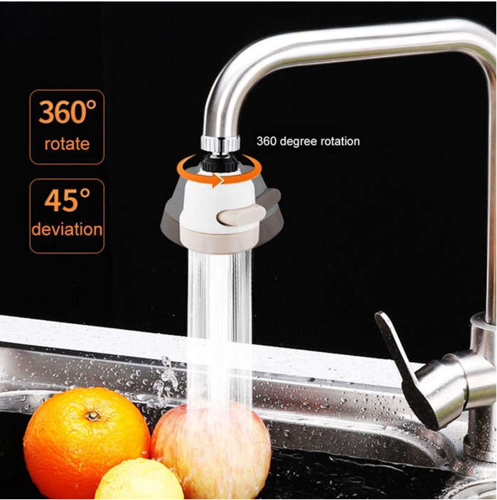 Universal 360-Degree Water Saving Tap Splash-Proof Head - 3 Modes Soft Tube