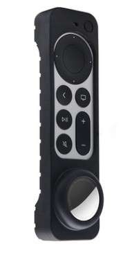 Silicon Cover for Apple TV Siri Remote (6th gen) with built in Apple Airtag Holder Black