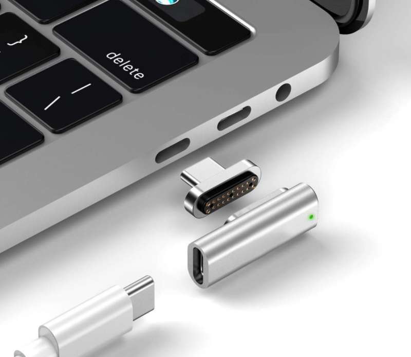 Magnetic USB-C Right Angle Connector Adapter Compatible with MacBook Pro/Pixelbook/Matebook Black