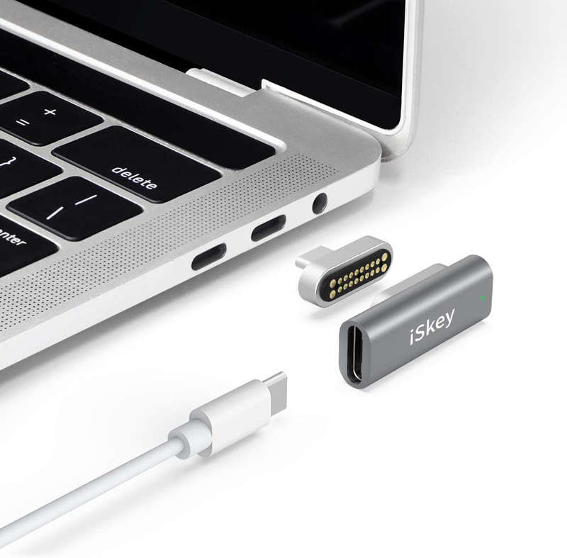 Magnetic USB-C Right Angle Connector Adapter Compatible with MacBook Pro/Pixelbook/Matebook Black