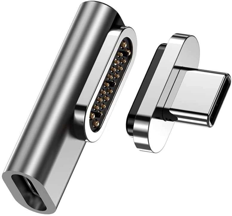 Magnetic USB-C Right Angle Connector Adapter Compatible with MacBook Pro/Pixelbook/Matebook Black