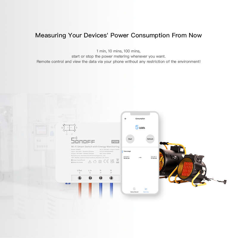 Sonoff POW R3 25A WiFi Geyser Smart Switch with Power Consumption Measurement (compatible with Go...