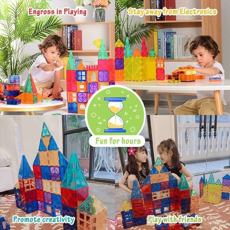 Kids Magnetic Tiles - 120pc