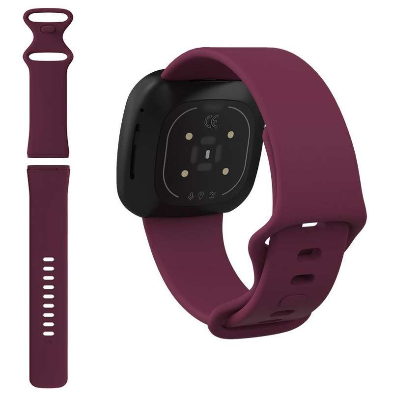 Fitbit Versa 3 Silicone Watch Strap (102MM) Burgundy.