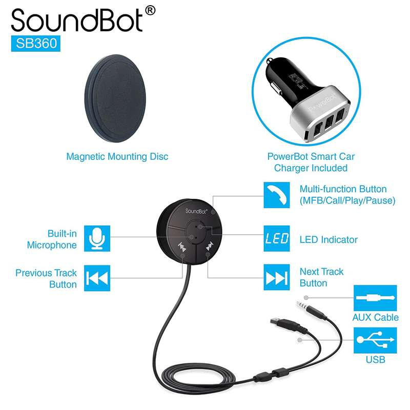 SoundBot SB360 Bluetooth 4.0 Hands-Free Car Kit