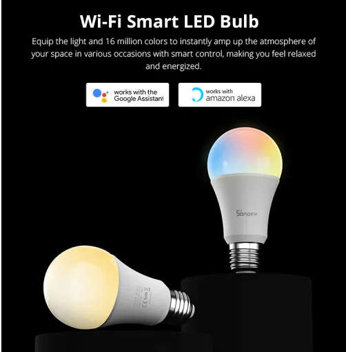 Sonoff RGB Smart Dimmable Light Bulb (works with Alexa and Google Assistant) - B05-BL-A60