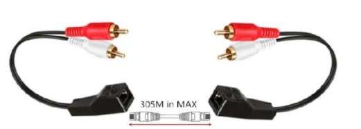 RCA over ethernet converter/extender - 305m CAT5e/CAT6 - RCA to RCA