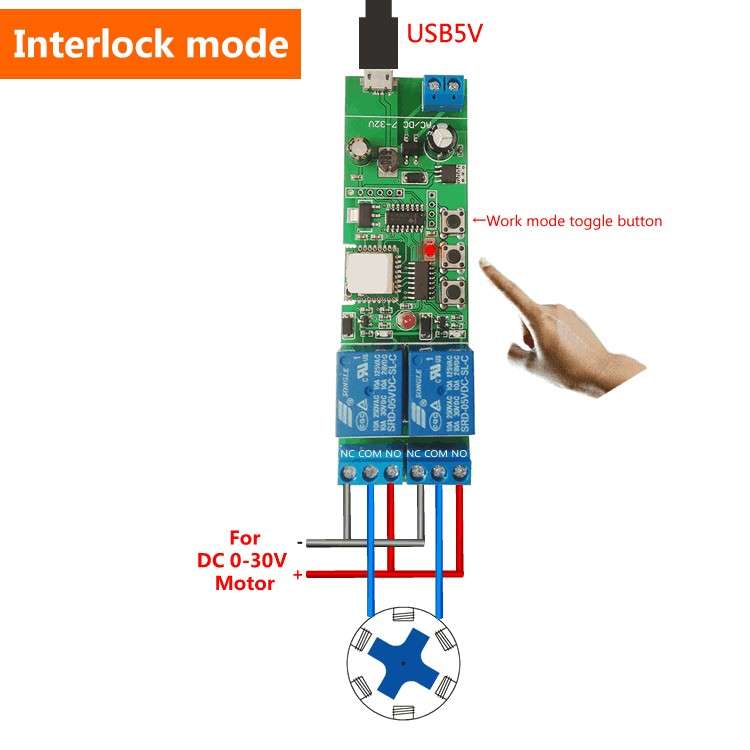 EWELINK WiFi 2 Channel Inching Relay Momentary/Self-Locking/Interlock Switch Module (ST-DC2)