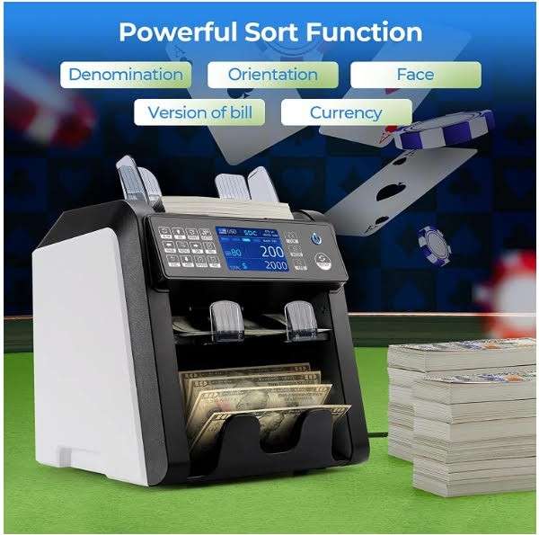 Dual Pocket Bank Note Cash Counter with Counterfeit Detection - Multi denomination/Multi Currency