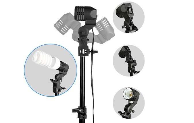 Photo Video Studio Light Kit - Including 3 Color Backdrops (Black/White/Green) - 24pcs