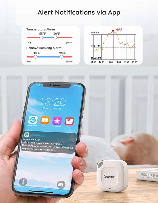 Govee Hygrometer Thermometer - (Wireless Thermometer- Mini Bluetooth Humidity Sensor with Notific...
