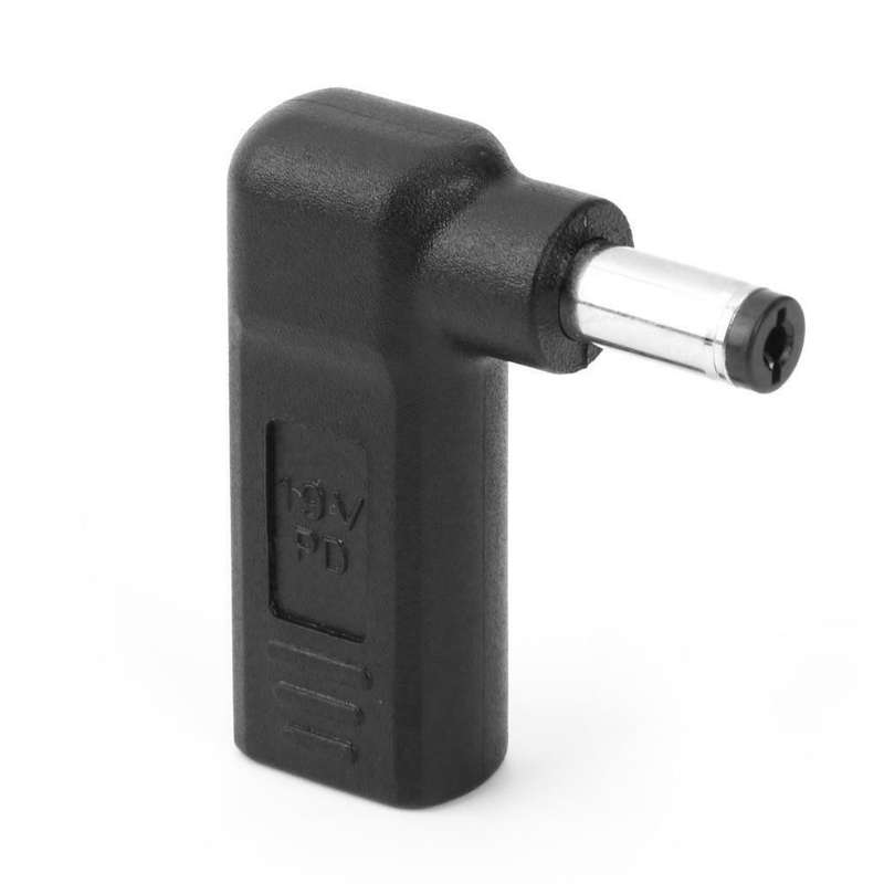 90 Degree Type-C Female to 5.5x2.1mm Male Plug Adapter