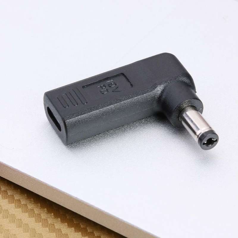 90 Degree Type-C Female to 5.5x2.1mm Male Plug Adapter