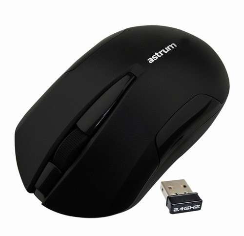 Astrum Aero Wireless Mouse 3 buttons 1000dpi HD Optical 2.4Ghz up to 10 meter-Black - Astrum