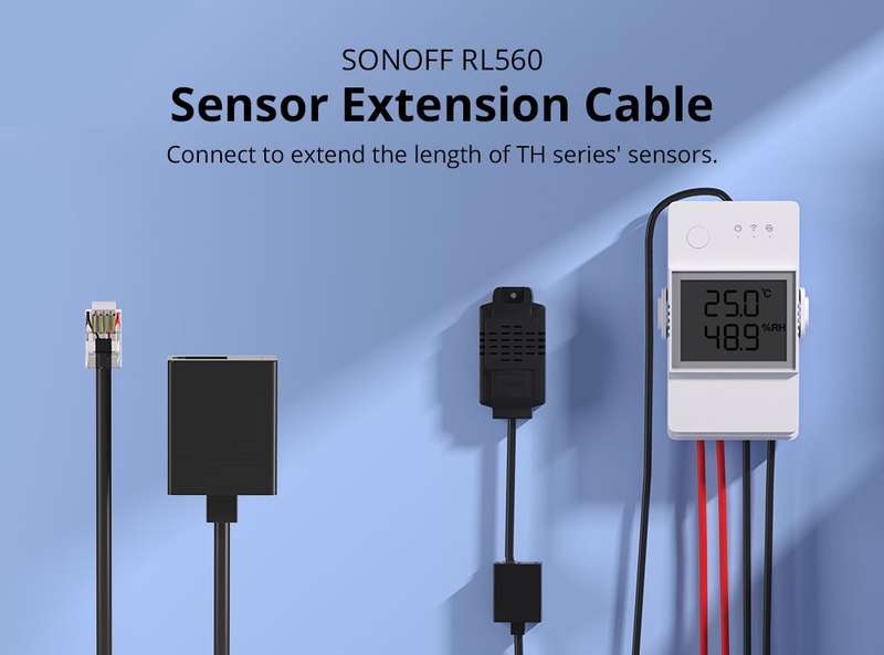 Sonoff TH16 / TH20 Temperature And Humidity Sensor Extension Cable - 5 meters (RJ9 and RJ11 conne...
