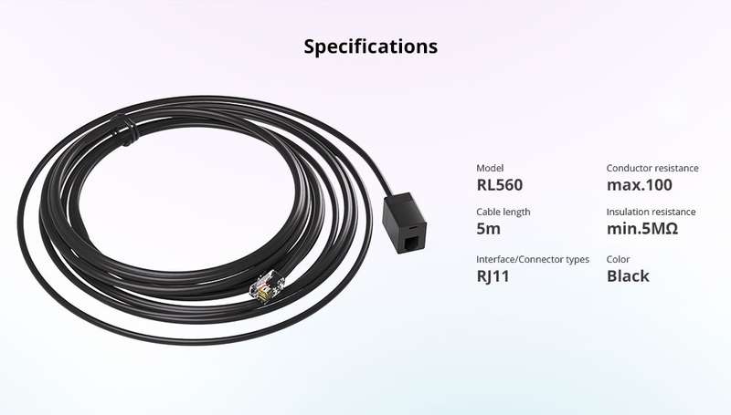 Sonoff TH16 / TH20 Temperature And Humidity Sensor Extension Cable - 5 meters (RJ9 and RJ11 conne...