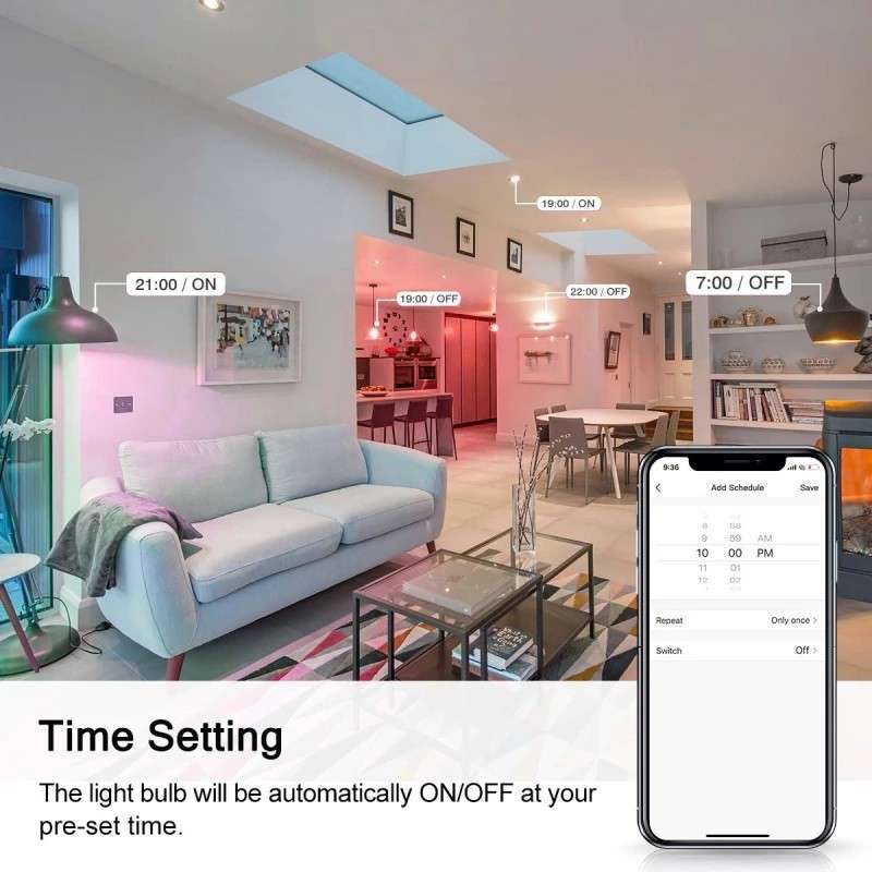 Surplife Smart WiFi LED 10W Bulb B22 RGBCW Multicolour (Bayonet) - Compatible - Surplife App