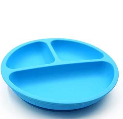 Silicone Suction Feeding Plate for Kids Blue.