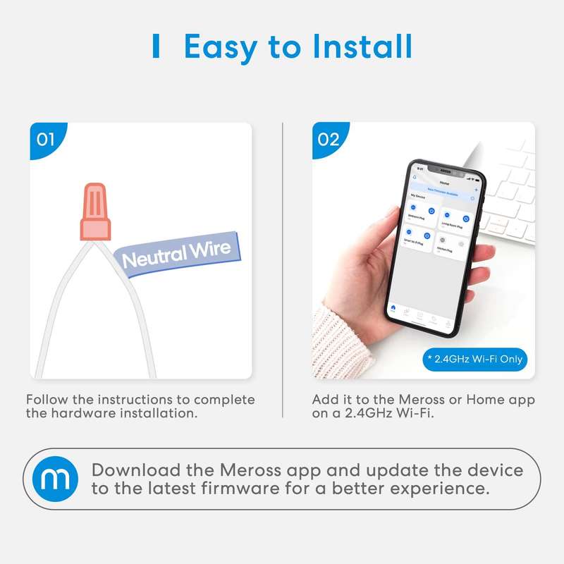 Meross Smart Wi-fi Dimmer Switch Single Pole - Neutral Wire Required / Google Assistant / HomeKit...