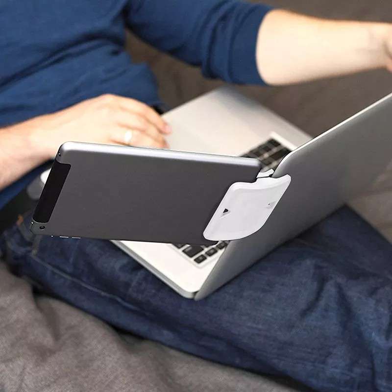 Portable Dual Monitor Clip Stand - Multi-Screen Bracket / Tablet /  Laptop / Phone Holder Black