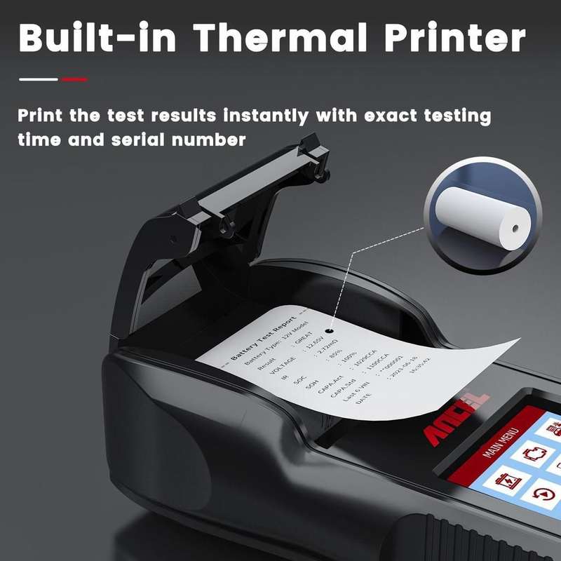 Ancel BST600 12-24V Battery Tester - Built-In Printer / 3.12V & 24V Battery Load Tester