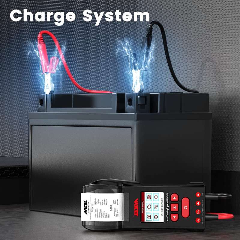 Ancel BST600 12-24V Battery Tester - Built-In Printer / 3.12V & 24V Battery Load Tester