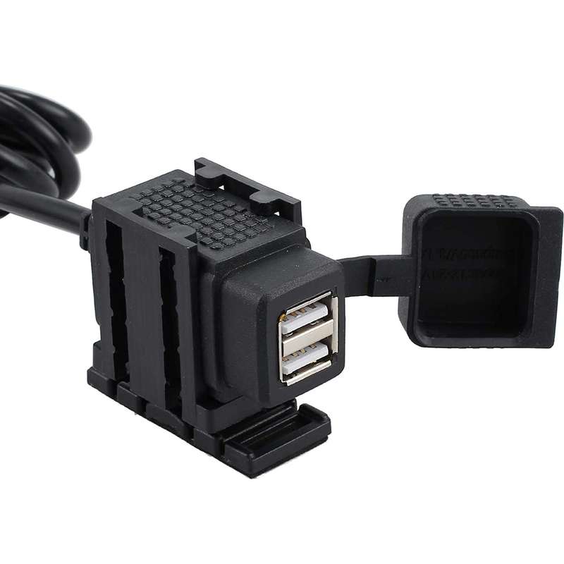 Universal Motorcycle Dual USB Phone/GPS Charger with Inline Fuse (12V)