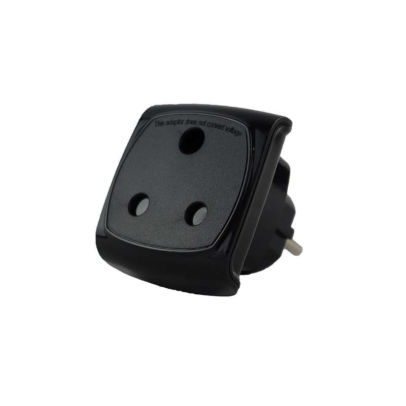 Schuko Plug to 1x 3 Pin South African Socket - Black (EU to SA)