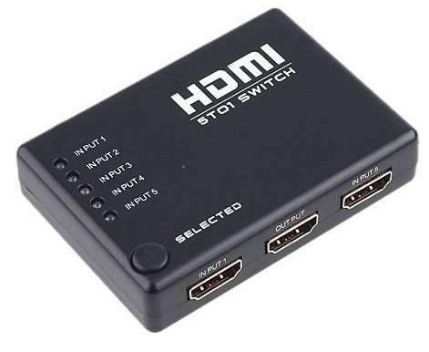 5-Port HDMI Switch with IR Remote Control (5-in- 1-out)