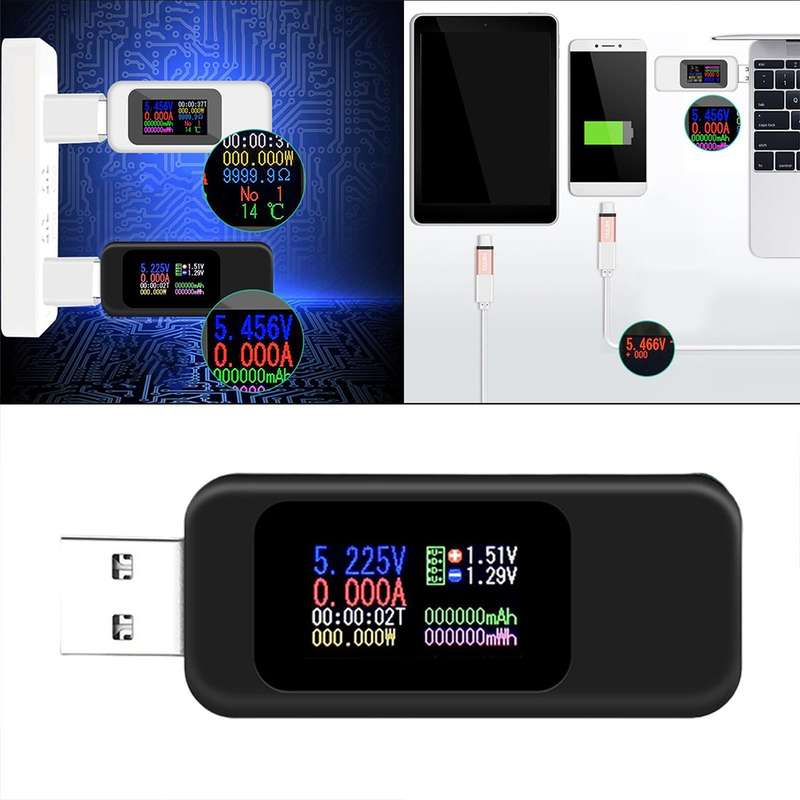 10 in 1 USB Multifunction Voltmeter Current Tester -  LCD Display /  4-30V / 0-5.1A