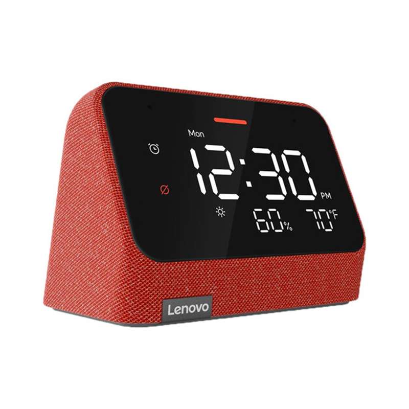 Lenovo Smart Clock Essential - with Amazon Alexa / 4" LED Display / Wi-Fi and Bluetooth Red