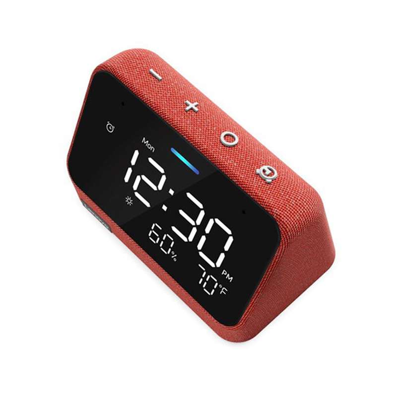 Lenovo Smart Clock Essential - with Amazon Alexa / 4" LED Display / Wi-Fi and Bluetooth Red