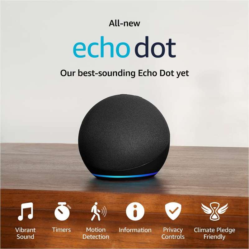 Echo Dot Smart Speaker with Alexa (5th Gen- 2022 Release) Charcoal Grey