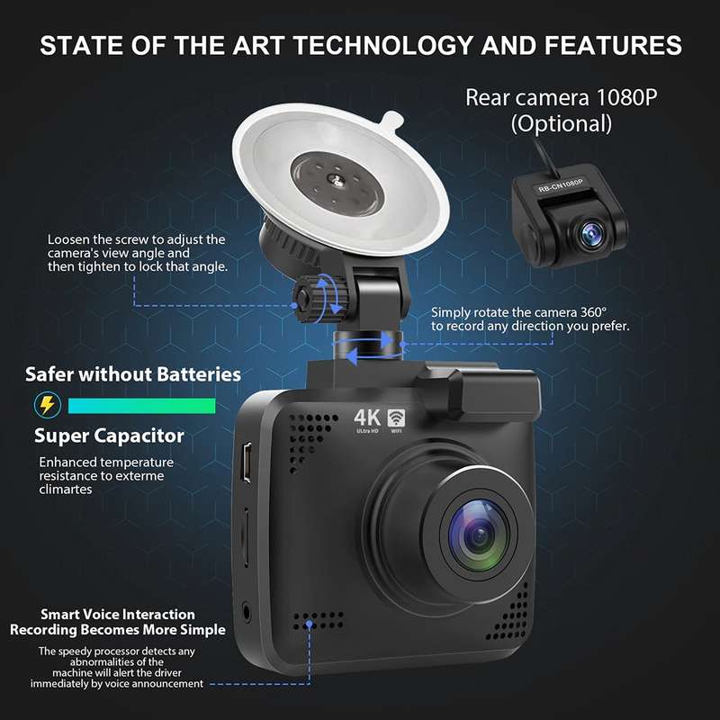 4K Wifi GPS Dashcam Dash Camera