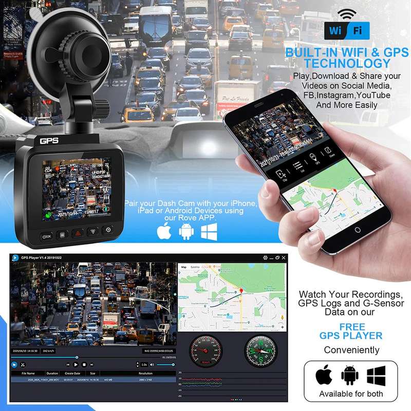 4K Wifi GPS Dashcam Dash Camera
