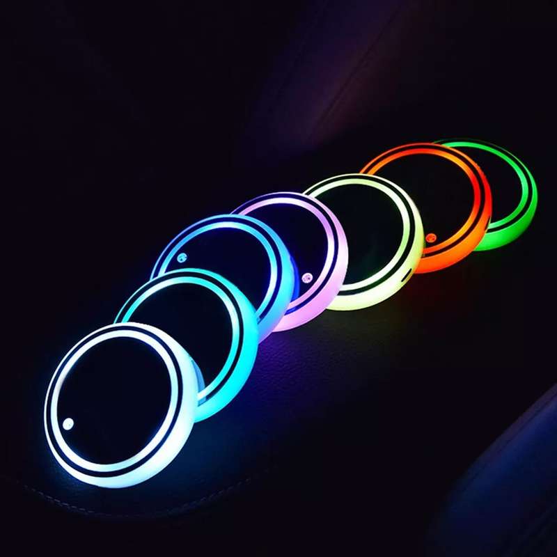 LED Cup Holder Light - with 7 Colours (2 Pack)