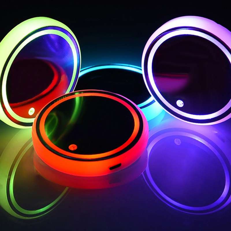 LED Cup Holder Light - with 7 Colours (2 Pack)