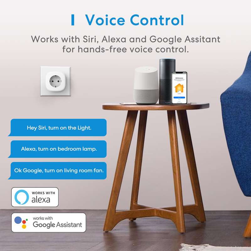 Meross Smart Wi-Fi Wall Plug - compatible with Alexa / Google / Apple HomeKit