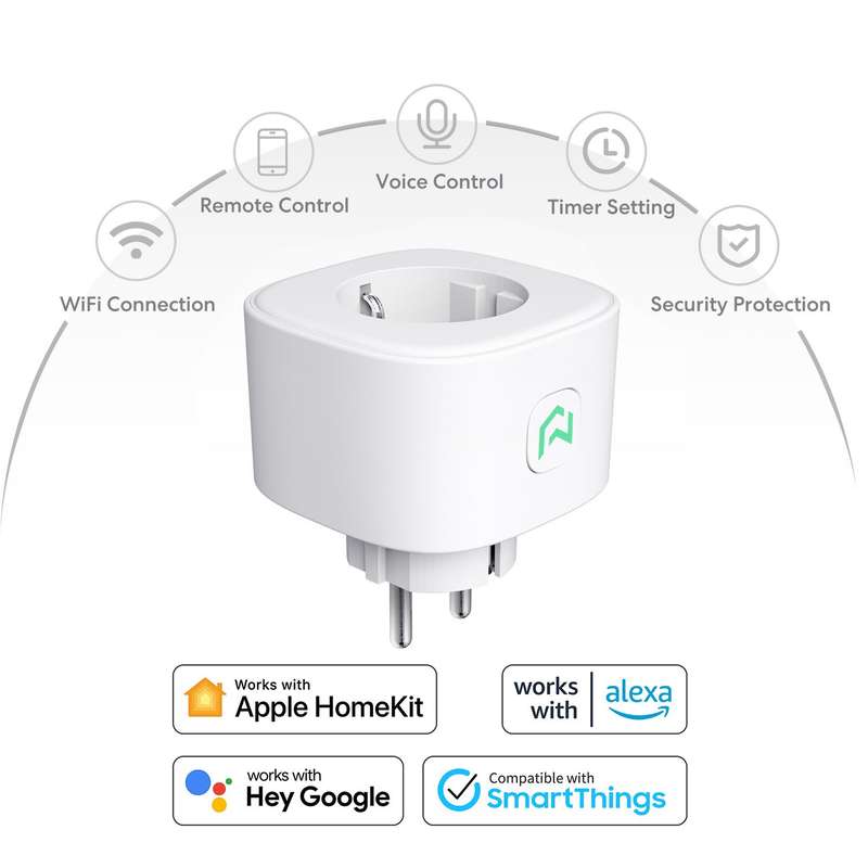 Meross Smart Wi-Fi Wall Plug - compatible with Alexa / Google / Apple HomeKit