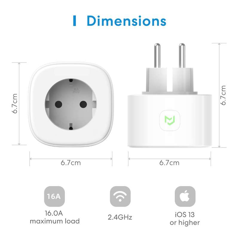 Meross Smart Wi-Fi Wall Plug - compatible with Alexa / Google / Apple HomeKit