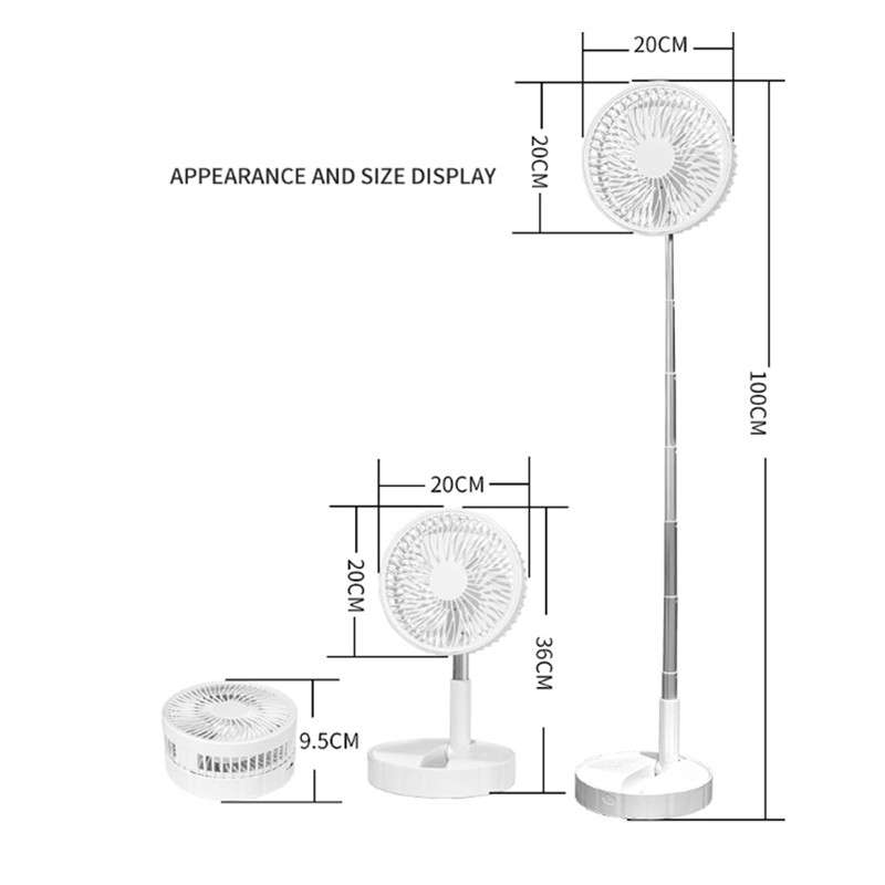 Desktop Fan - 180 Degree / 7200mAH Battery / Foldable White